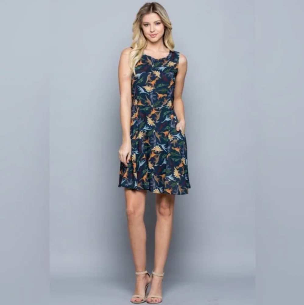 LA Soul dinosaur Dress with Pockets Sz L